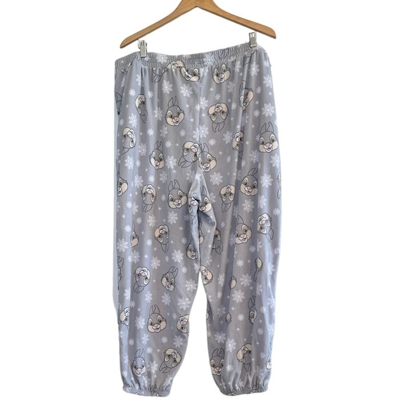 ๐ 6/$60 Disney Thumper Snowflake Fleece Jogger Pockets Pajama Bottom White 3X - Picture 2 of 6